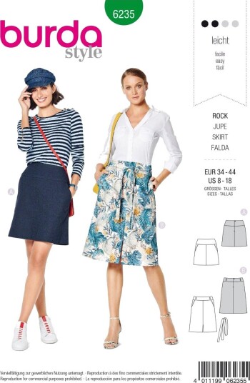 Burda 6235 - Skjørt EUR: 34-44, US: 8-18