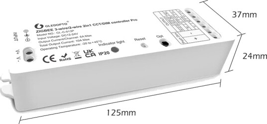 Gledopto Gledopto Pro 2in1 Zigbee kontroller Hue kompatibel dimmer/CCT 12V 120W 24V 240W Gledopto Gledopto Pro 2in1 Zigbee kontroller Hue kompatibel dimmer/CCT 12V 120W 24V 240W