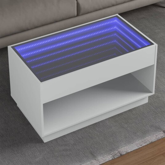 Salongbord med Infinity LED hvit 90x50x50 cm 847665
