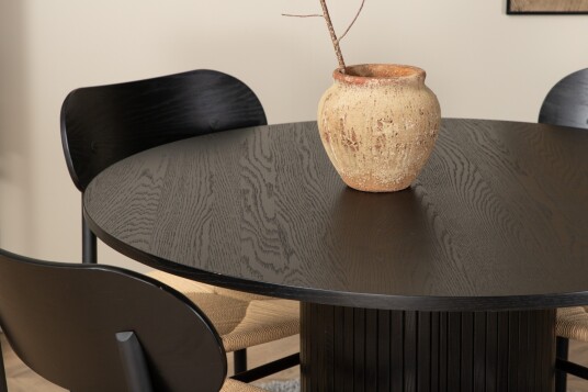 Venture Home Bianca Spisegruppe 110 cm Rund med 4 Polly Stoler Sort
