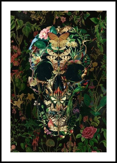 Papillon Skull Poster Plakat / 21x30cm