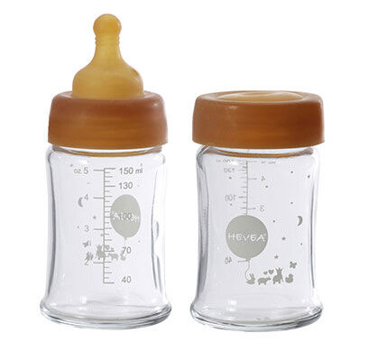 Hevea Baby Glass tåteflaske 2pakning