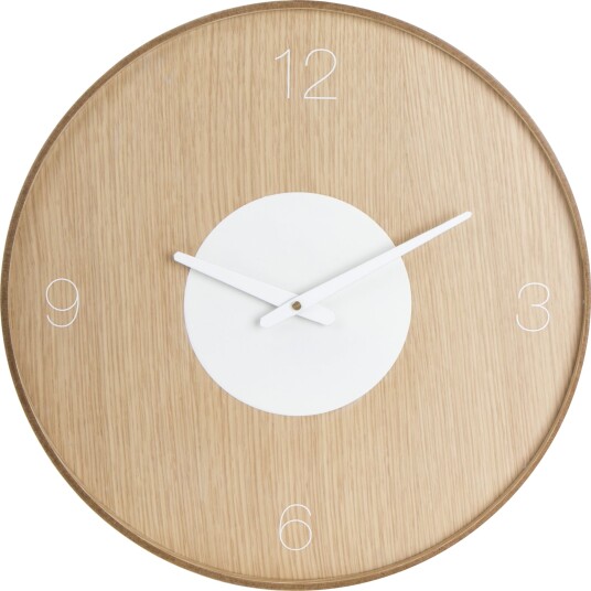 Klokke til vegg MDF foliert eik Ø:45cm