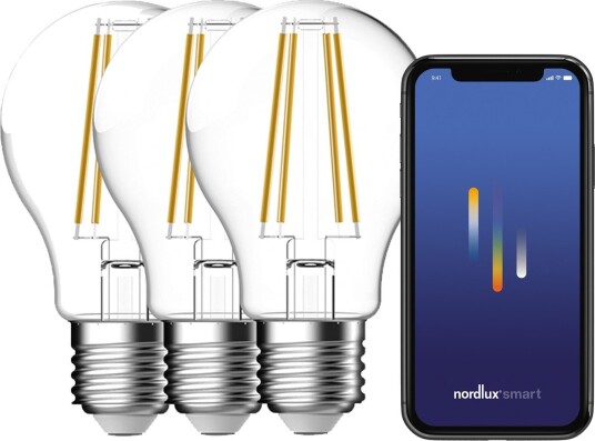 Smartpære E27 4,7W E27 2200-6500 Kelvin 600 Lumen 60 mm 3 pakning