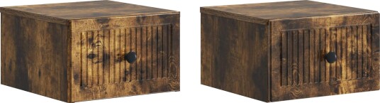 Vegghengt Nattbord med skuff 2 pcs Røkt Eik 33 x 34,5 x 20 cm