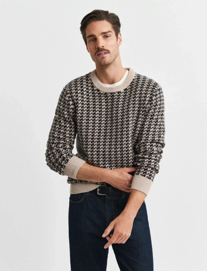 GANT 2-Tone Texture C-Neck - Multi/patterned - L