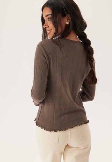 Pieces Pcmarie Ls O-Neck Poin Top Jrs Noos Bc Brown S
