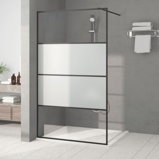 Dusjvegg svart 115x195 cm halvfrostet ESG-glass Dusjvegg svart 115x195 cm halvfrostet ESG-glass