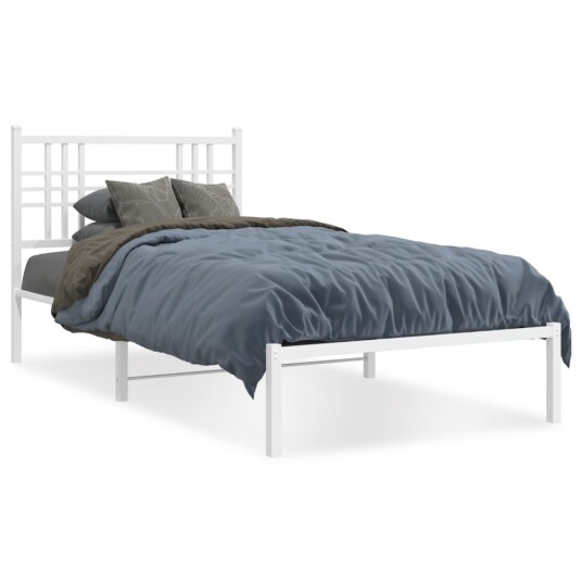 Sengeramme i metall med hodegavl hvit 90x200 cm 8721012373303
