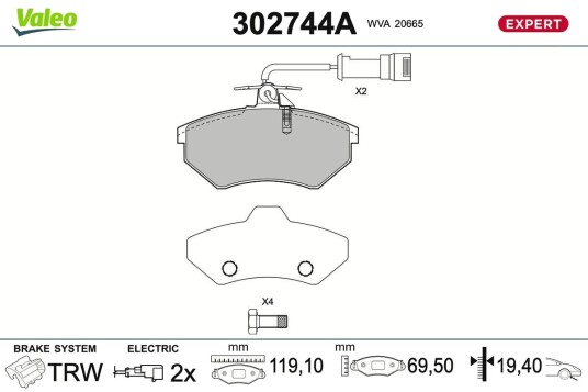 VALEO 302744A Bremseklosser