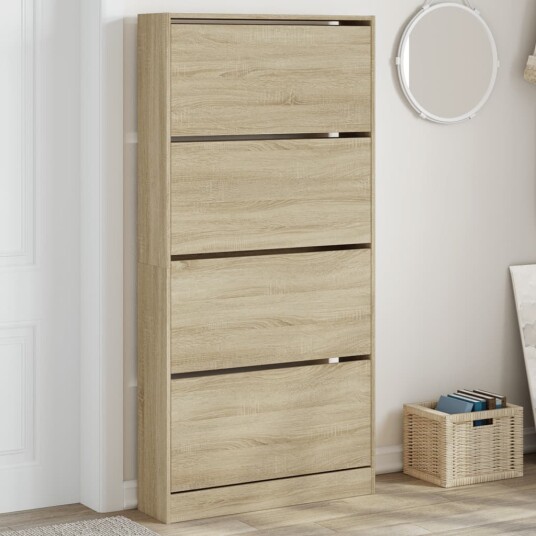  Skoskap med 4 vippeskuffer sonoma eik 80x21x163,5 cm 8721012385603