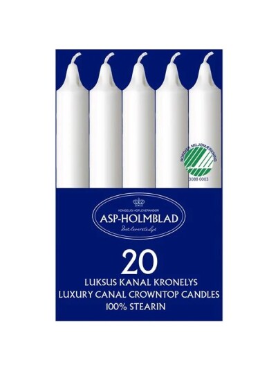 Asp Holmblad Kanal kronelys Hvit
