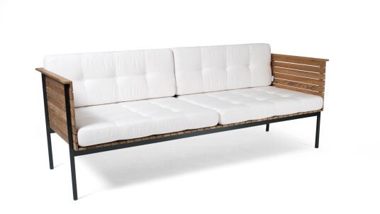 Skargaarden Häringe 3-seter sofa Teak med sunbrella Rustfrittstål svart Brun Skargaarden Häringe 3-seter sofa Teak med sunbrella Rustfrittstål svart Brun
