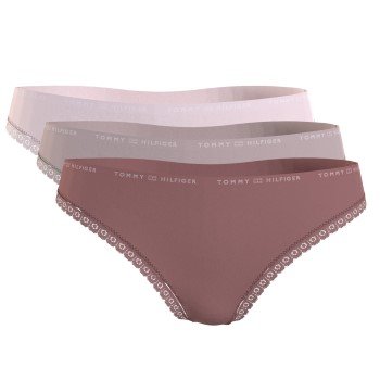 Tommy Hilfiger Truser 3P Lace Brief Rosa/grå Small Dame