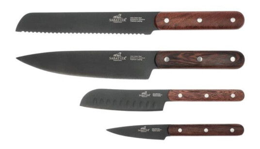 Lion Sabatier Phenix Knivsett Sort/Tre - 4 deler Lion Sabatier Phenix Knivsett Sort/Tre - 4 deler