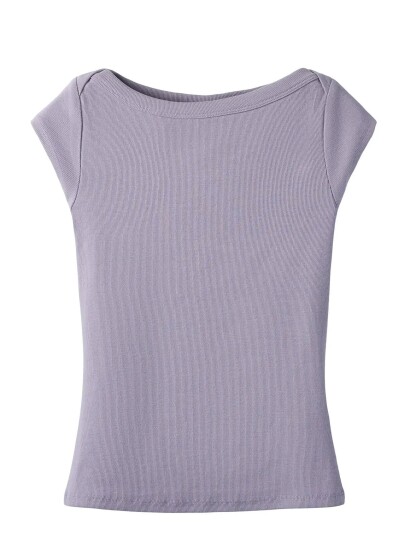 LMTD Nlfenvo Ss Short Boatneck S Top   Purple   158 164