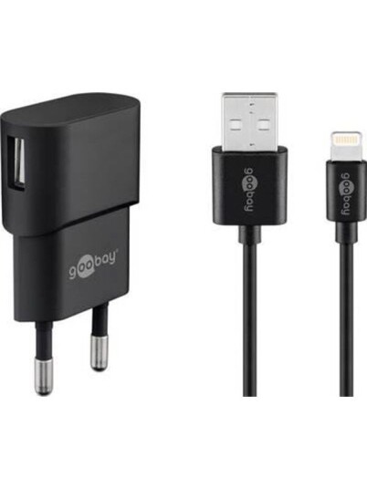 Pro Apple 5W Lightning Mobillader med 1m Kabel, Svart
