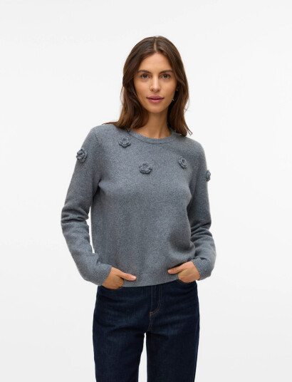 Vero Moda Vmrose Ls O-Neck Pullover Boo - Grey - S