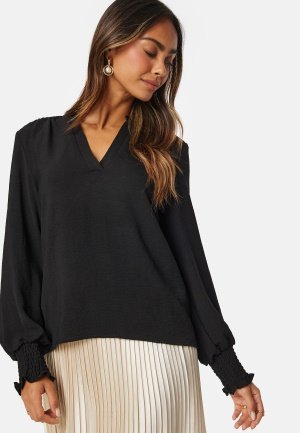 ONLY Mette V-Neck Smock Top Black S