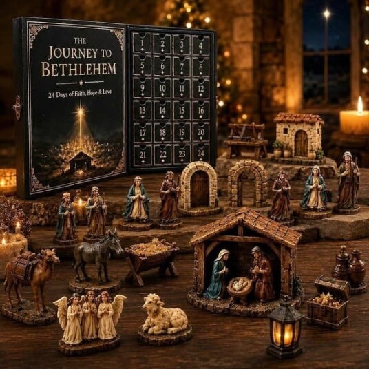 Reisen til Betlehem adventskalender 2026 julekrybbe adventskalender med 24 3D akrylfigurer 24 dagers Betlehem tur jule nedtelling for Ho