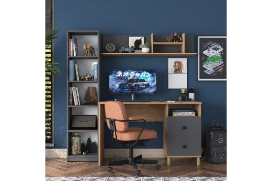 Eireann Skrivebord 50x120 cm Valnøtt/Antrasitt