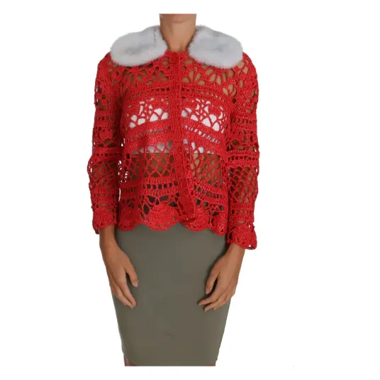 Dolce & Gabbana Heklet strikket raffia cardigan Rød S