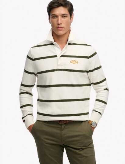 Superdry Vintage Athletic Stripe Rugby   White   M