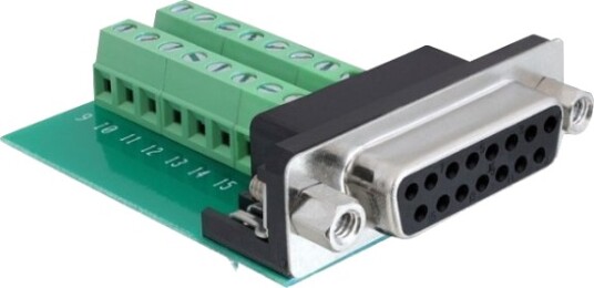 Delock - Seriell Adapter - 15 Pin D-Sub (Db-15) (Hunn) Til 16-Pinners Terminalblokk