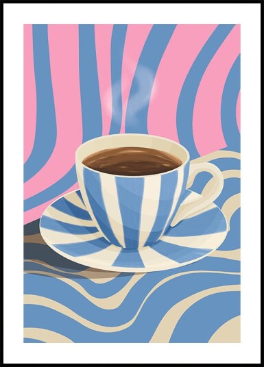 Posterbox Striped Coffee Cup Plakat Plakat / 40x50cm