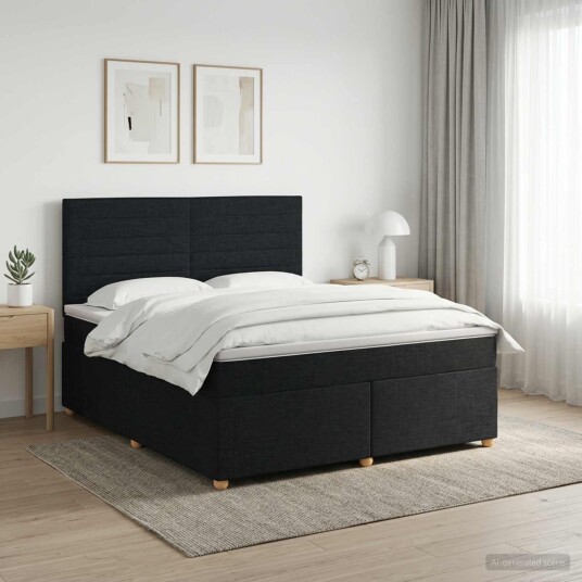 vidaXL Kontinentalseng med madrass Svart 160 x 200 cm Stoff