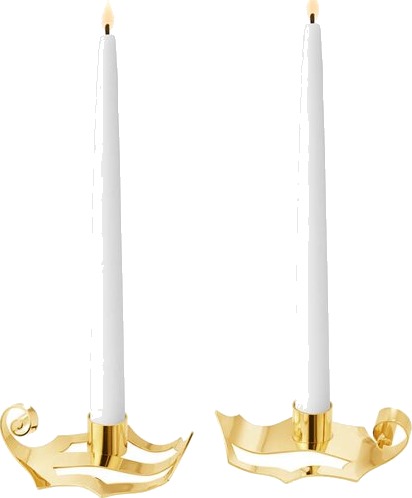 Georg Jensen 2026 Lysestake Sett med 2 Gullbelagte Støtter
