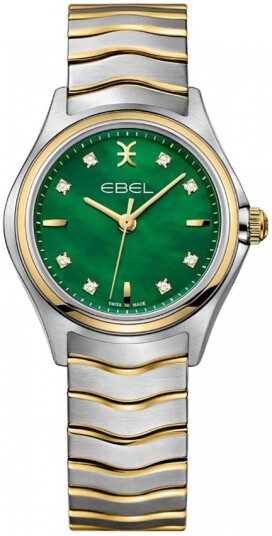 Ebel Dameklokke 1216440 Wave Grønn/18 karat gult gull Ø30 mm