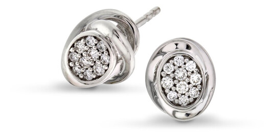 Pan Jewelry, Øredobber i 585 hvitt gull med diamanter 0,15 ct
