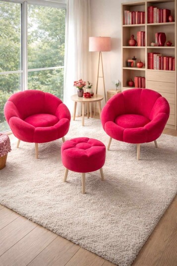 Wing Chair & Pouffe Set (3 Pieces) Atelier Del Sofa -