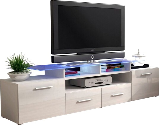 Evora TV benk 194x39x39 cm Beige/Grå/Hvit