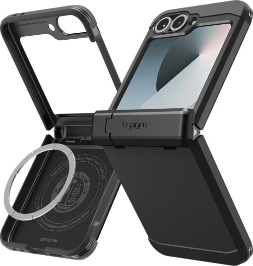 Spigen Tough Armor Pro Mobildeksel med MagSafe for Samsung Galaxy Z Flip 7 FE - Svart Spigen Tough Armor Pro Mobildeksel med MagSafe for Samsung Galaxy Z Flip 7 FE - Svart