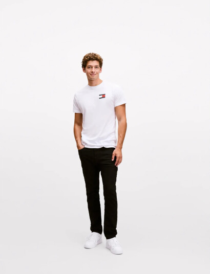 Tommy Jeans Tjm Slim Essential Flag Tee Ext - White - L