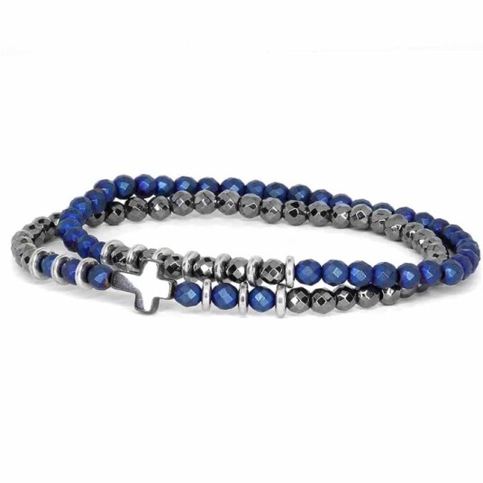 Lolee armbånd i hamatit perler blå fasettert og blank. Lolee armbånd i hamatit perler blå fasettert og blank.