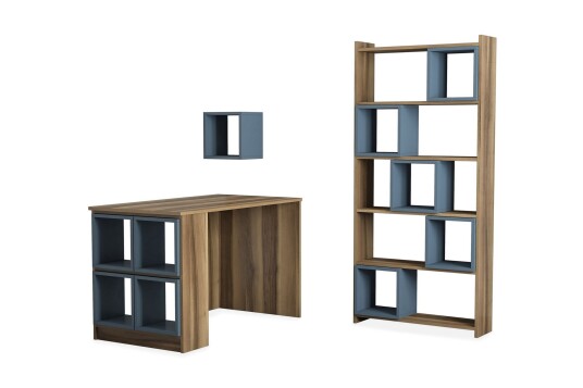 Skrivebord Amtorp 120cm med Oppbevaring Hylle+Vegghylle+Bokh