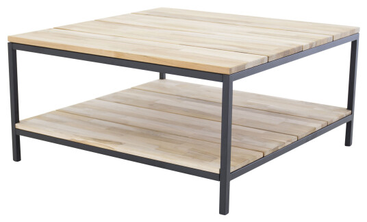 Venture Home Cirebon sofabord med hylle 80x80 cm teak dekor. 1541421-03-0 1541422-01-0