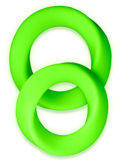 Shots Toys - Ouch! Ouch! Glow in the Dark: Silicone Cock Ring Set, 2 stk