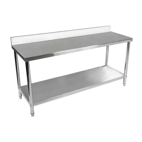 Royal Catering Arbeidsbenk i rustfritt stål - 200 x 60 cm - Beskyttelseskant - 195 kg 10010489 Royal Catering Arbeidsbenk i rustfritt stål - 200 x 60 cm - Beskyttelseskant - 195 kg 10010489