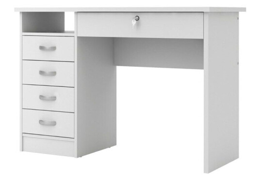Fula skrivebord 5 skuffer hvit.