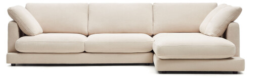 Kave Home Gala 4-pers. sofa m. chaiselong i høyre side, Beige Chenille stoff 1726083-01-0 1726084-01-0
