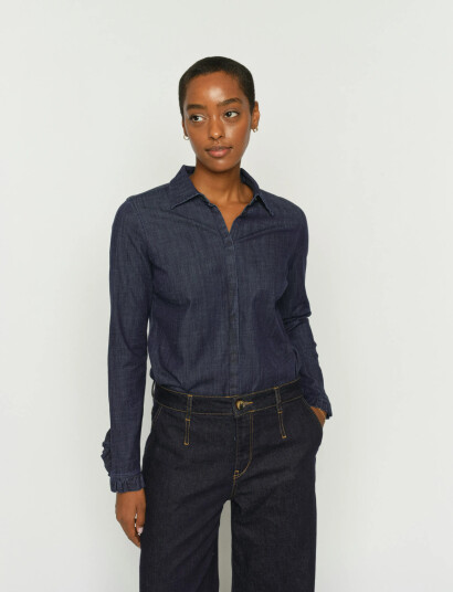 MOS MOSH Mmmattie Flip Denim Shirt   Navy   M