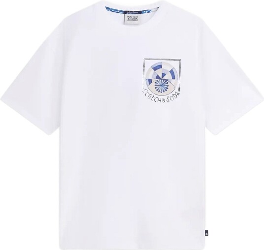 Scotch & Soda Front And Back Artwork  Relaxed Fit T Shirt   BRIGHT WHITE   XXL