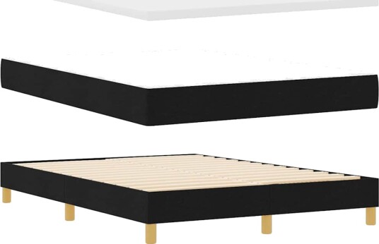 Box Spring Seng med Madrass Svart 160x200 cm Stoff