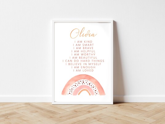 Plakat Regnbue / Personlig / Rosa