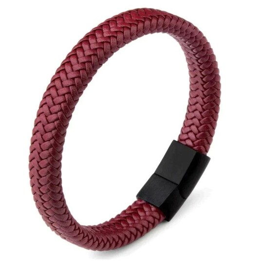Lærarmbånd med Magnetisk lås i rustfritt stål Rød 20.5 cm Lærarmbånd med Magnetisk lås i rustfritt stål Rød 20.5 cm
