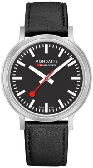 Mondaine Dameklokke MST.34020.LBV.SET Stop2Go Sort/Lær Ø34 mm
